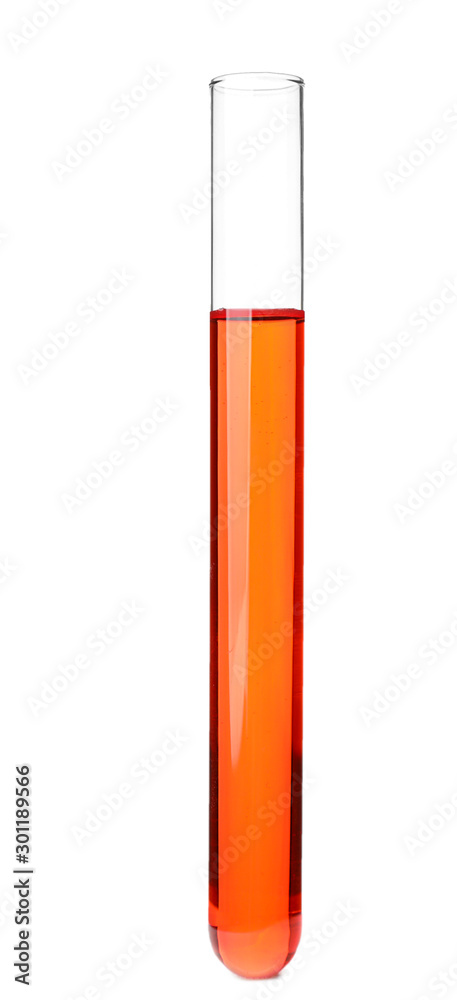 Test tube with color sample on white background Test tube with color sample on white background
