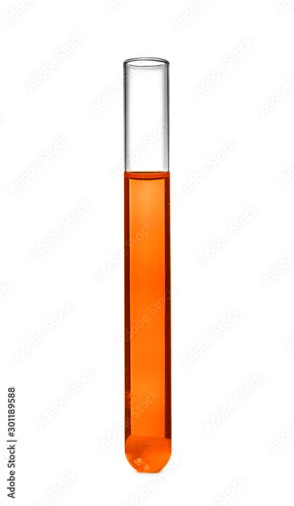 Test tube with color sample on white background Test tube with color sample on white background