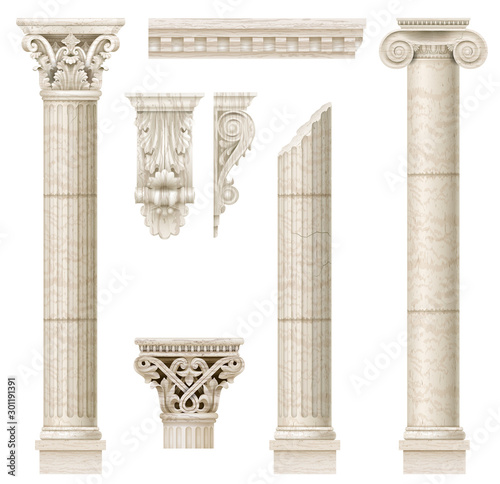 Murais de parede Set of old classical columns