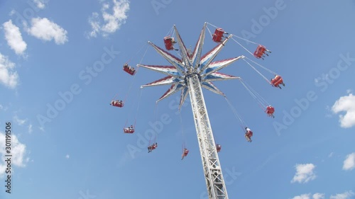 low angle coney island amusement park on a sunny day during summer photo