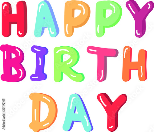 colorful alphabet happy birth day