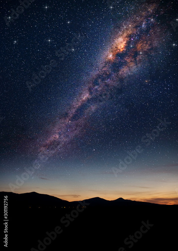 beautiful milky way over the mountain