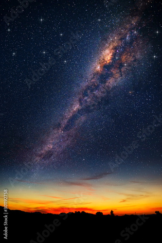 beautiful milky way over the mountain