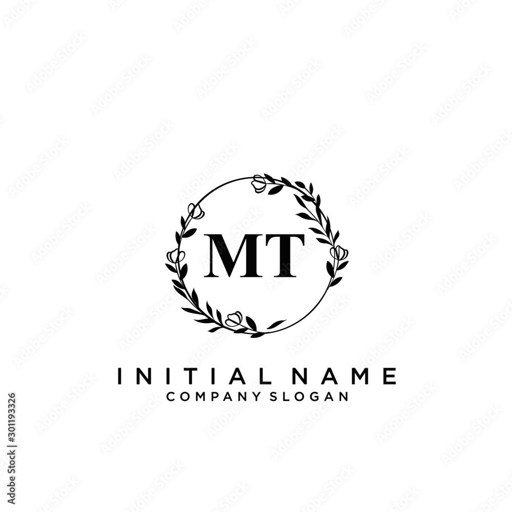 Letter MT Beauty Logo Template Vector Letter MT Beauty Logo Template Vector