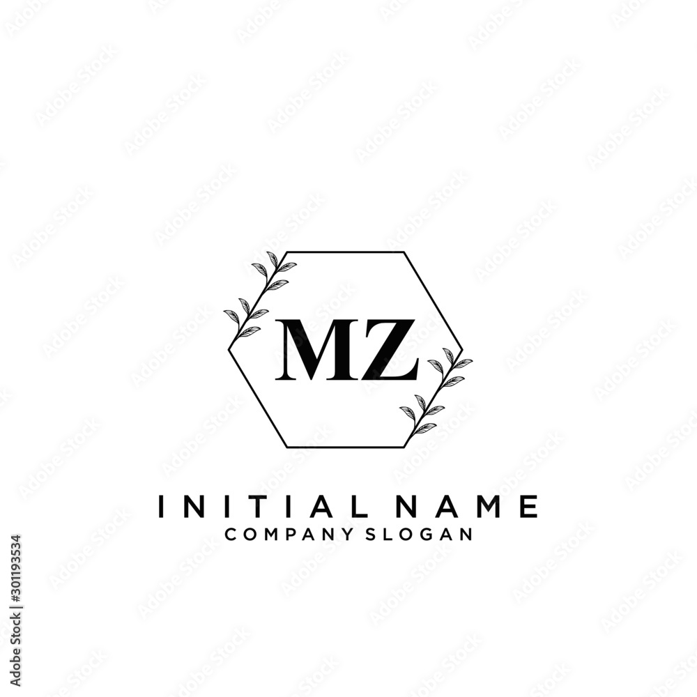 Fototapeta premium Letter MZ Beauty Logo Template Vector