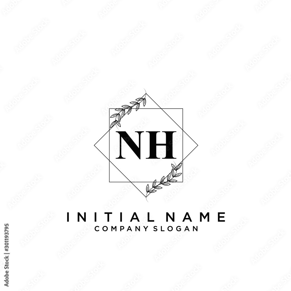 Fototapeta premium Letter NH Beauty Logo Template Vector