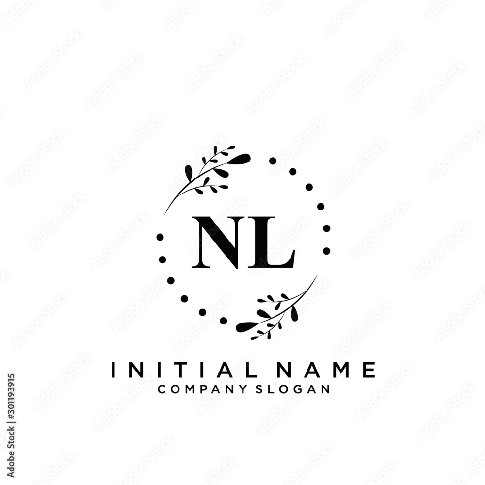 Letter NL Beauty Logo Template Vector Letter NL Beauty Logo Template Vector
