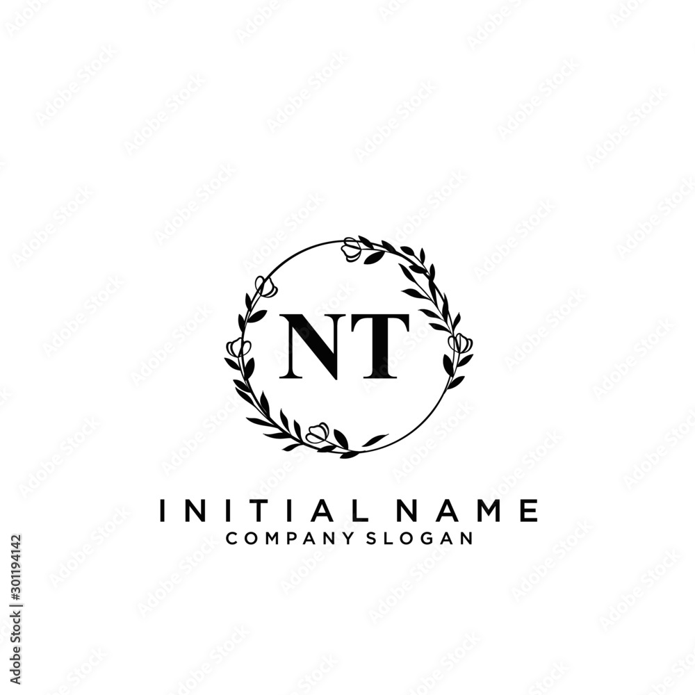 Letter NT Beauty Logo Template Vector Letter NT Beauty Logo Template Vector