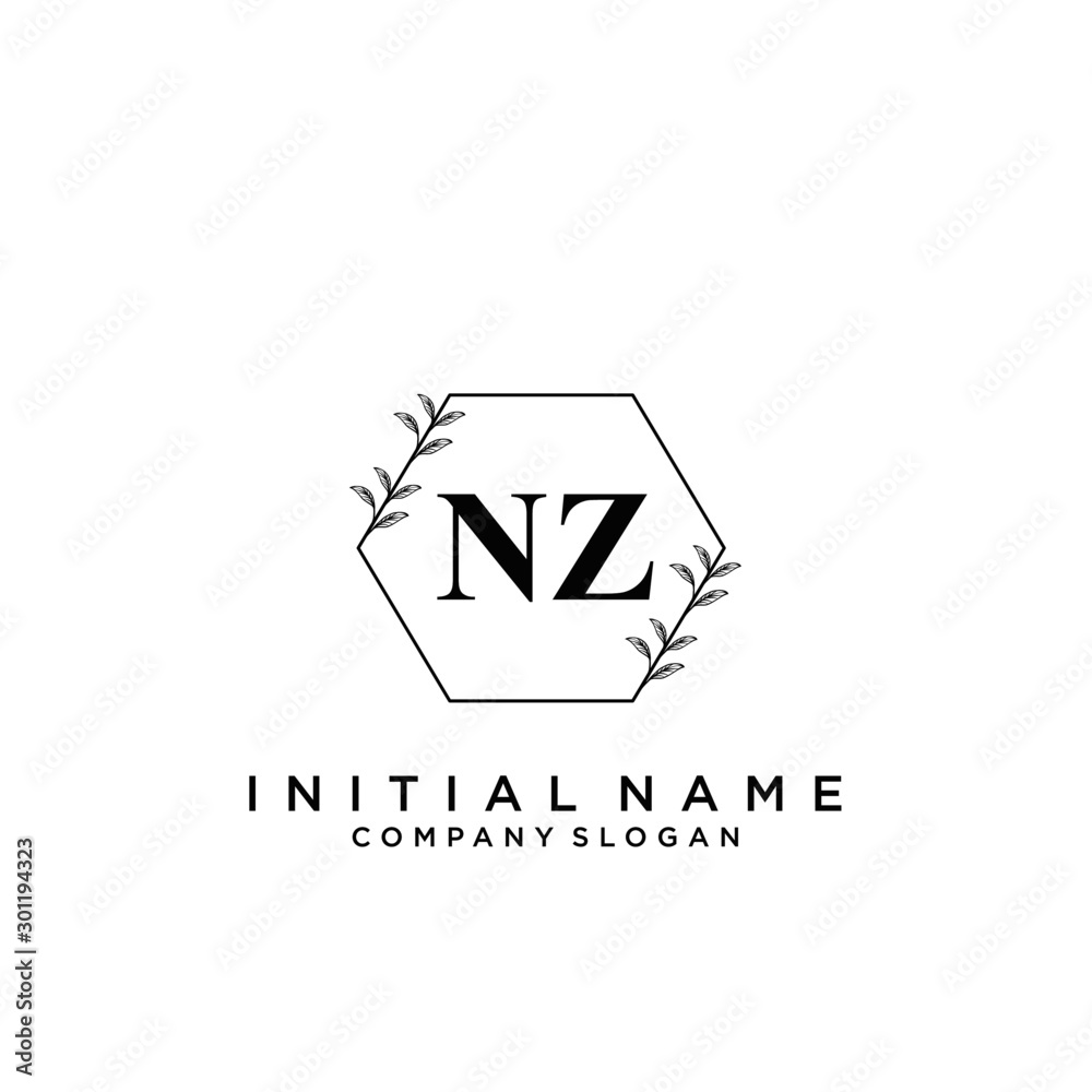 Fototapeta premium Letter NZ Beauty Logo Template Vector