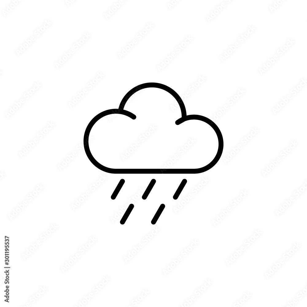 cloud rain line icon on white background cloud rain line icon on white background