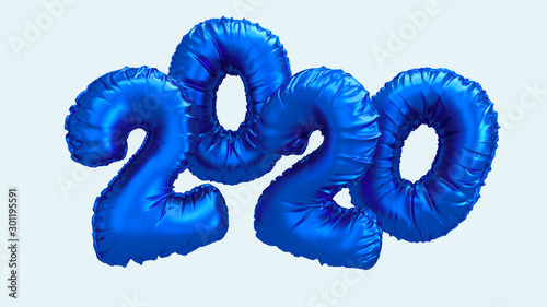 Blue foil 2020 number balloons