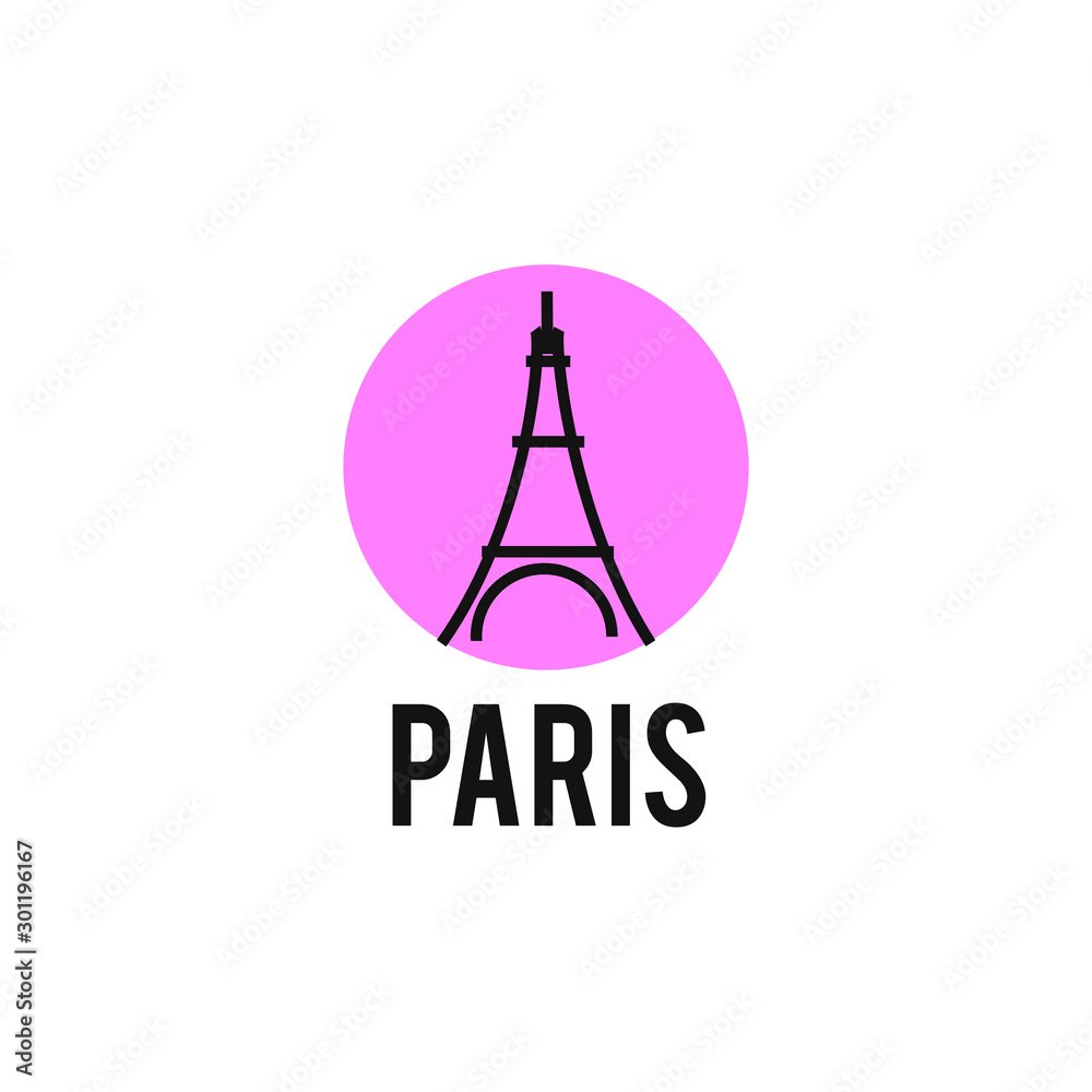 Illustration Eiffel tower logo vector building Italy simple design
