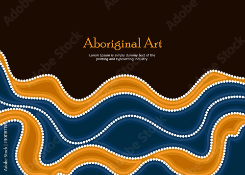 Aboriginal dot art vector banner with text.