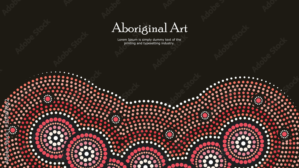 Aboriginal dot art vector banner with text. Stock Vector | Adobe Stock