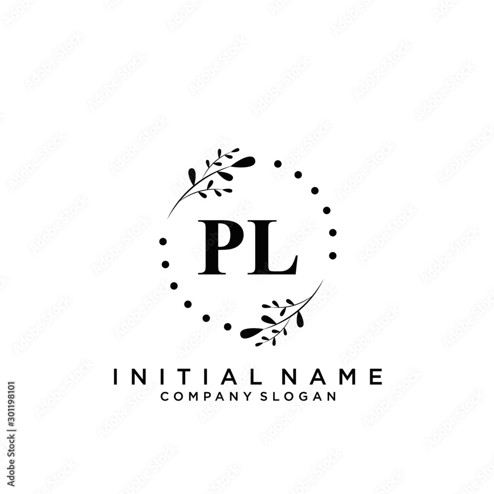 Letter PL Beauty Logo Template Vector