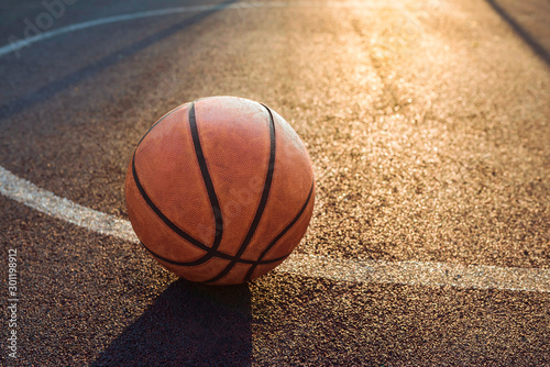 Basketball ball on the sports field. Healthy lifestyle and sport concepts.