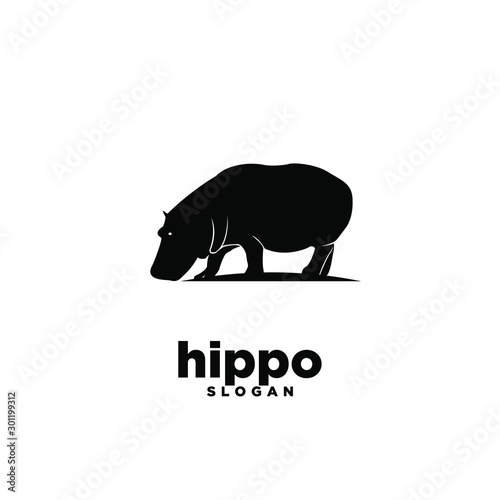 hippo logo icon design vector illustration