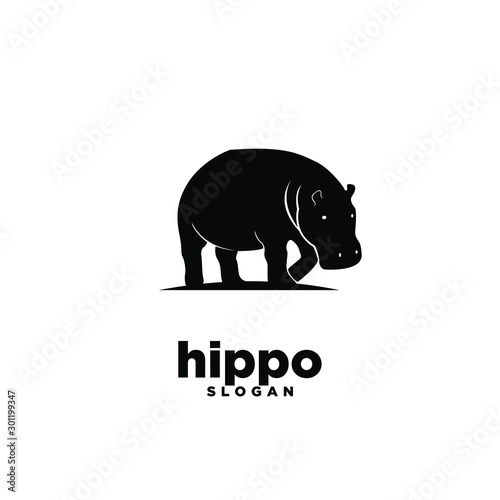 hippo logo icon design vector illustration