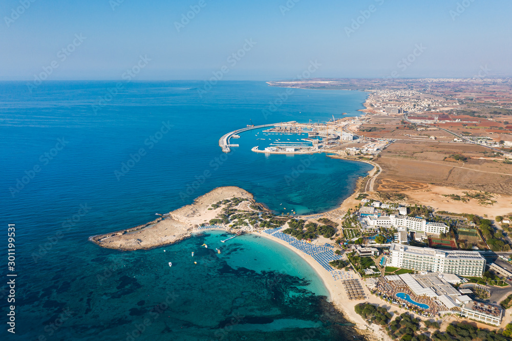 Aerial view of the Makronissos beach in Cyprus