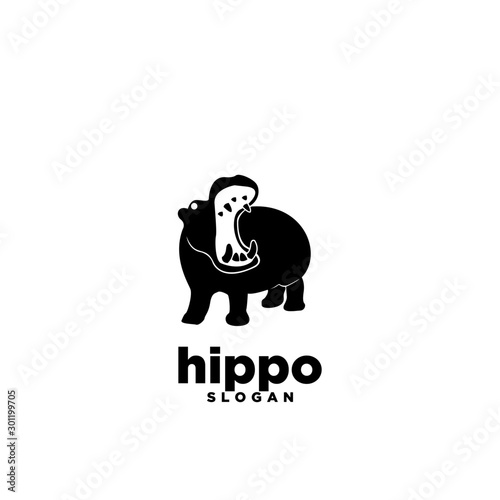 hippo open mouth logo icon design vector illustration