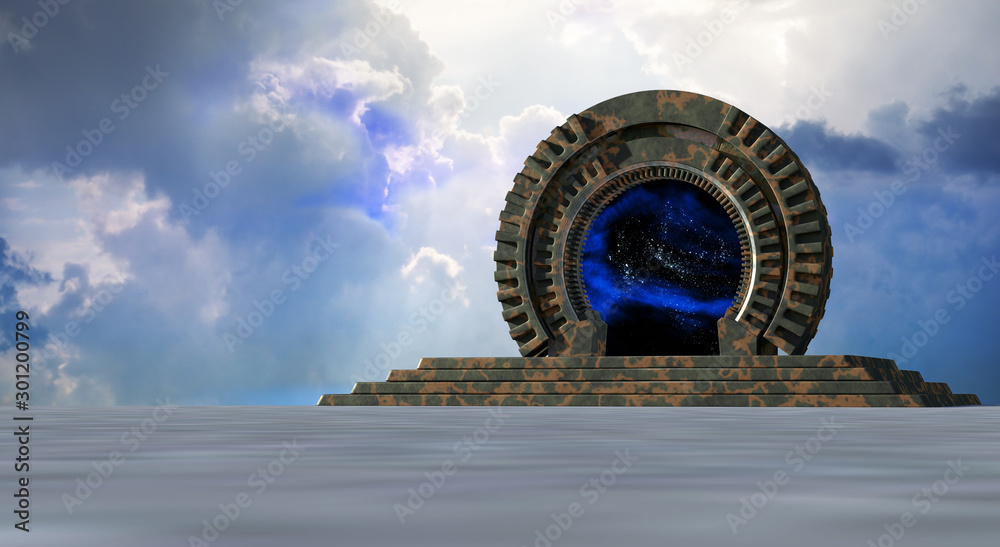 Space Gate into other world 3d rendering - obrazy, fototapety, plakaty 