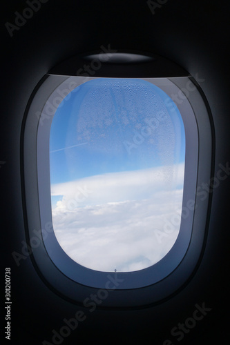 airplane  window in midflight