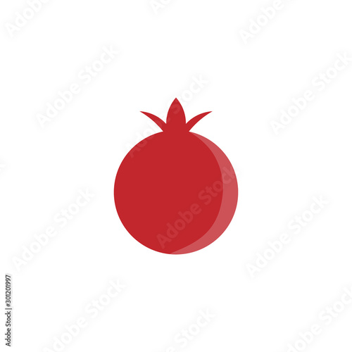 Pomegranate vector icon in flat, cartoon style. Vector illustration is isolated on white background. Garnet icon is a symbol of healthy, rich life, can be used for your design, as logo, app, ui. EPS10