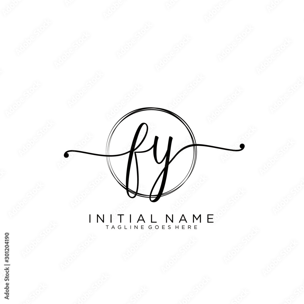 FY Initial handwriting logo with circle template vector. FY Initial handwriting logo with circle template vector.