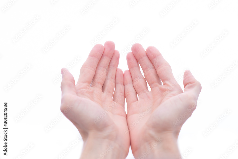 beg hands isolated on white background beg hands isolated on white background