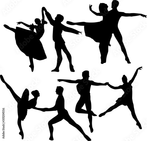 Ballet couples eps vector silhouette illustration