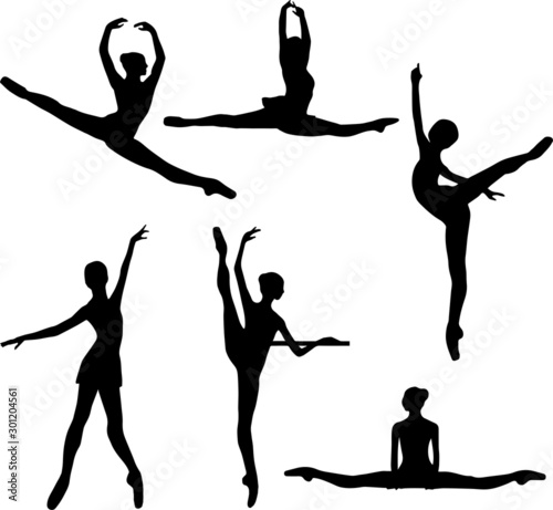 ballet silhouette eps vector illustration, nutcracker, swan lake, ballet workout