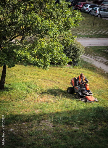 Man mowing the lawn