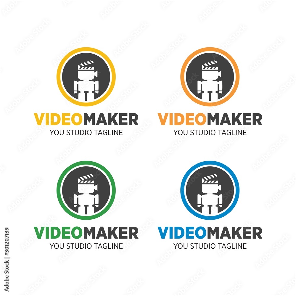 Video Maker Logo robot play modern Video Maker Logo robot play modern
