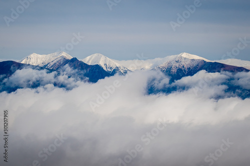 Obraz na płótnie View from Chopok to peaks of Hight Tatra Mountains in Slovakia w salonie