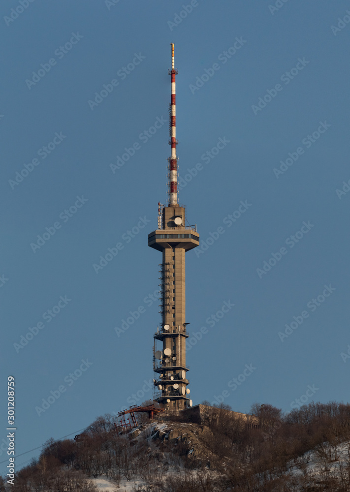 picture of a television tower on a mountain peak picture of a television tower on a mountain peak