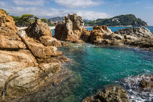 Seascape of resort area of the Costa Brava near town Lloret de Mar in Spain © BGStock72