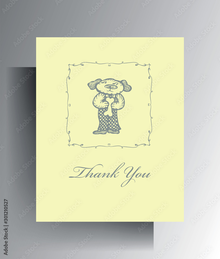 Thank you card design. A cute character in pastel colors is manually drawn. Vector 10 EPS. Thank you card design. A cute character in pastel colors is manually drawn. Vector 10 EPS.