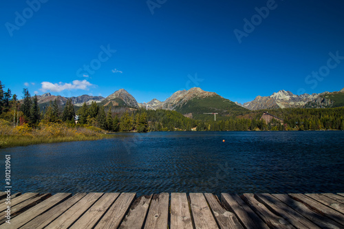 Obraz na płótnie Strba tarn, lake in wonderful nature of Hihg Tatra Mountains in Slovakia w salonie
