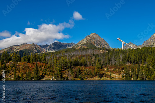 Obraz na płótnie Strba tarn, lake in wonderful nature of Hihg Tatra Mountains in Slovakia w salonie
