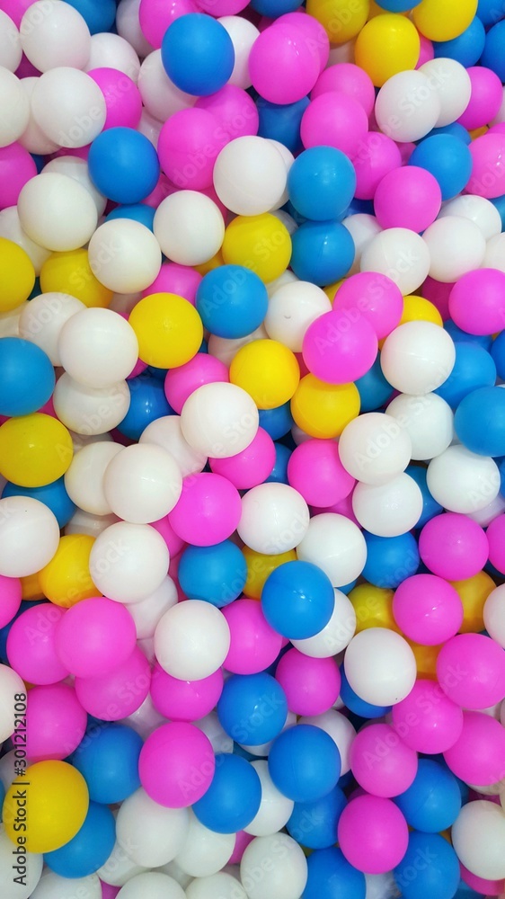 Colorful children's balls. Children's pool with balls. Dry basin.