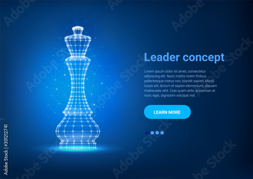 Polygonal chess Queen. Queen wireframe concept. Symbol of power. Business concept. Planning, strategy thinking. Business, financial strategy. Luxury power. Polygonal wireframe mesh. Low poly