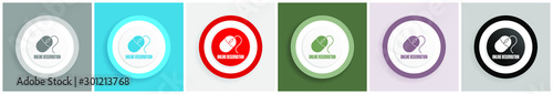 Online reservation icon set, colorful flat design vector illustrations in 6 options for web design and mobile applications