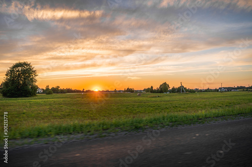 sunset over field