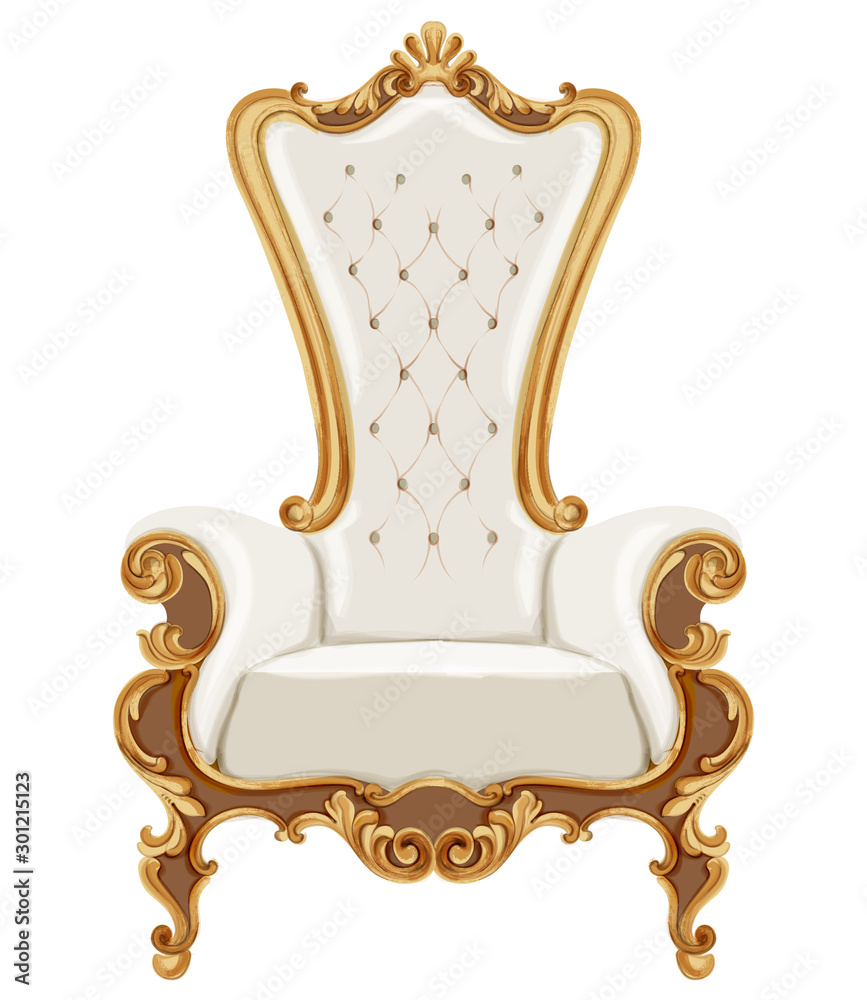 Louis XVI style chair with golden neoclassic ornaments. Vector Louis XVI style chair with golden neoclassic ornaments. Vector