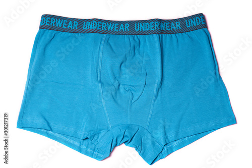Blue men's briefs isolated on white background