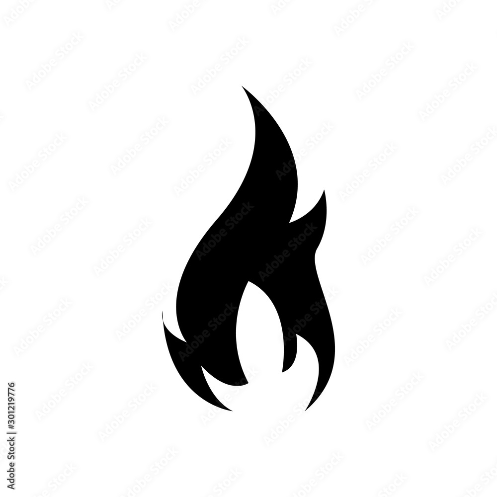  Fire flame icon, black icon isolated on white background
