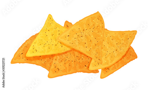 Cute cartoon nachos isolated on a white background. Vector illustration.