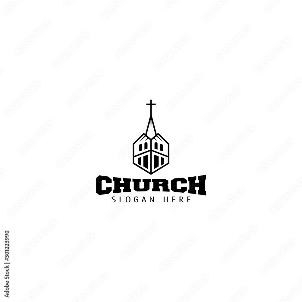 vintage church logo vector concept with unique, simple, and luxury
