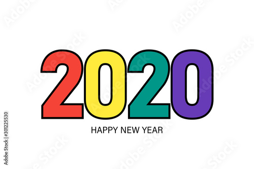 Happy new year 2020 logo text design. Cover of the business diary for 2020 with wishes. Year of the Rat. New Year Background 2020