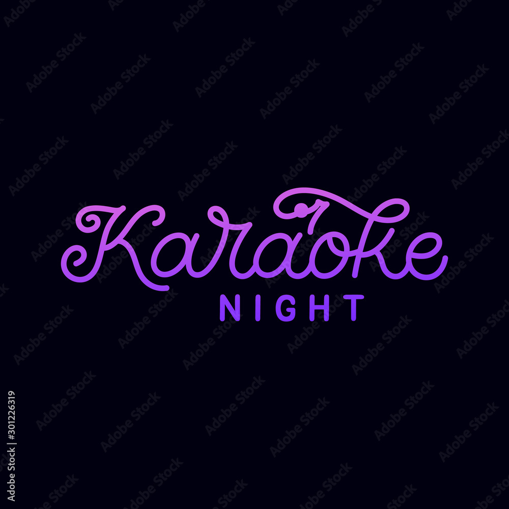 Hand drawn lettering card. The inscription: Karaoke night. Perfect design for greeting cards, posters, T-shirts, banners, print invitations.